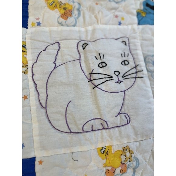 Handmade Sesame Street Blanket Embroidered Animals Baby Blanket - Picture 11 of 16